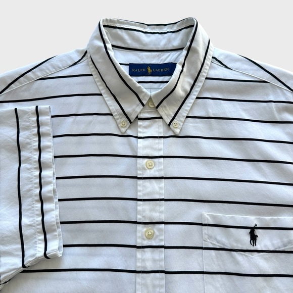 Ralph Lauren White and Black Striped Polo Shirt - Picture 4 of 12